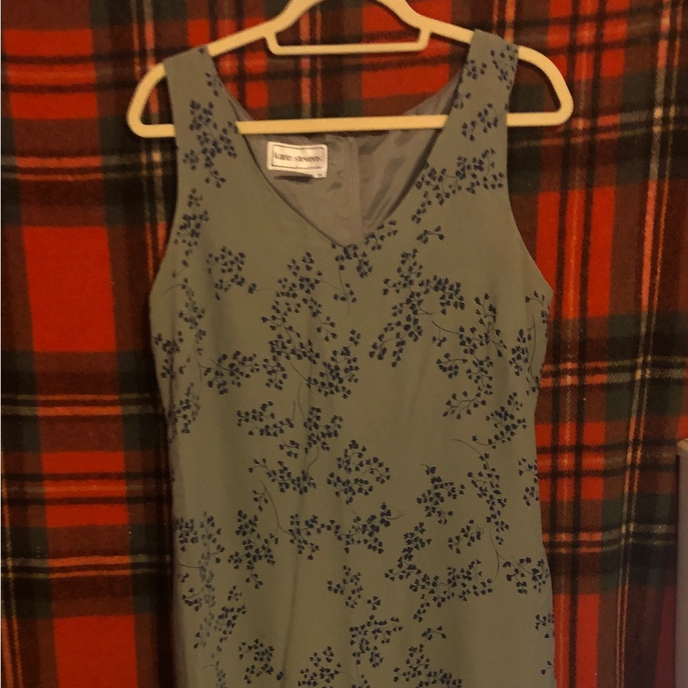 Vintage 90's Karin Stevens Gray and Dark Blue dress